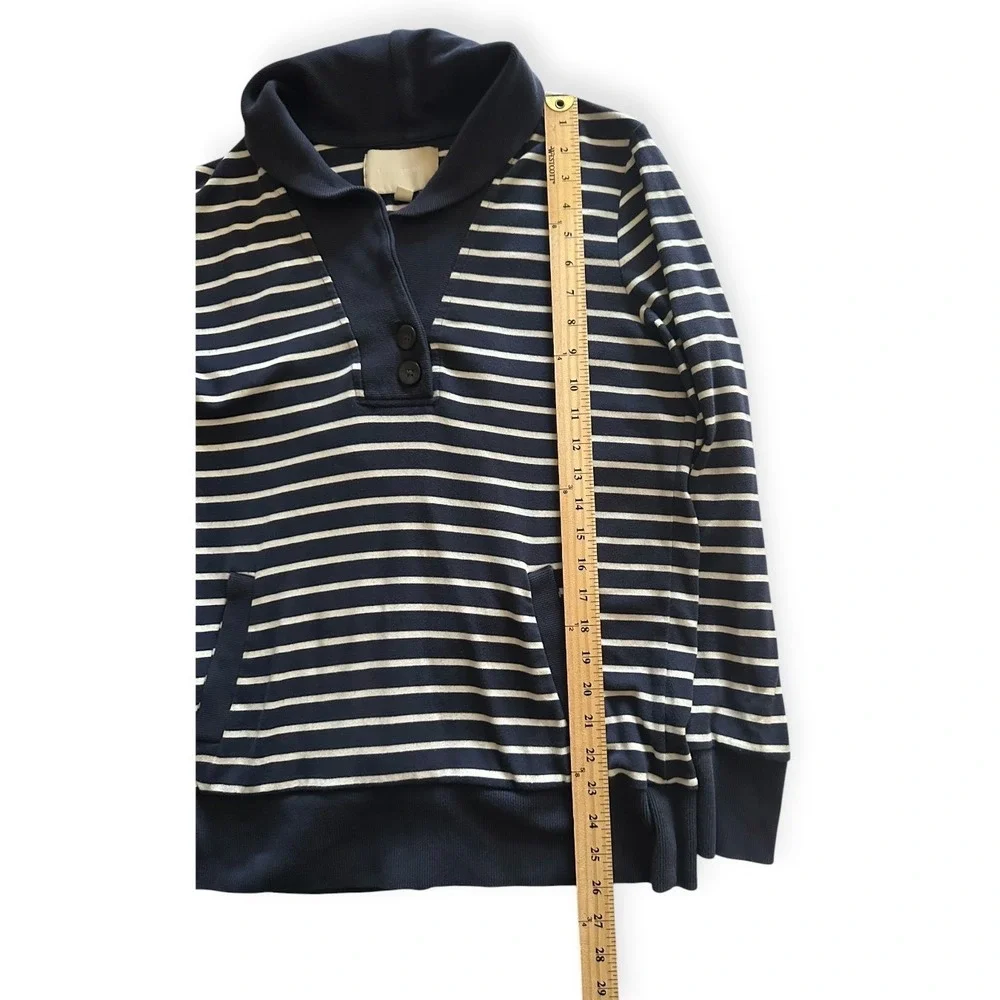 Banana Republic Shawl Collar Pullover Navy Striped L Women
